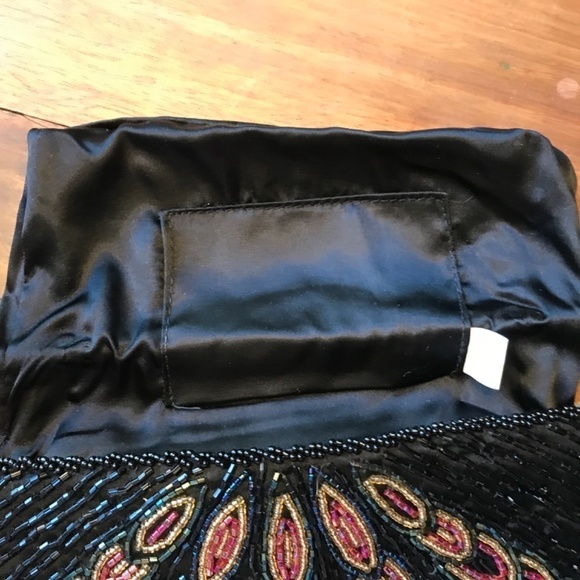 Vintage Beaded Peacock Clutch Formal Black/pink/gold - Picture 6 of 9